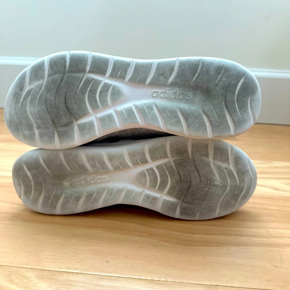 adidas White Gray Knit Running Shoes